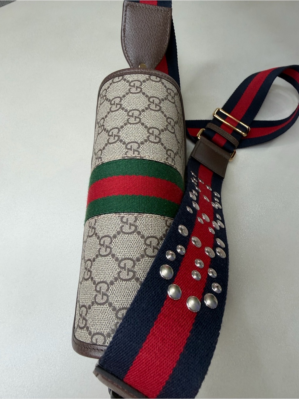 Gucci GG Supreme Canvas Shoulder Bag with Web Stripe - Picture 10 of 11